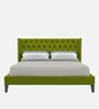 Noa Velvet King Size Bed in Green Colour