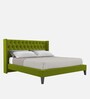 Noa Velvet King Size Bed in Green Colour