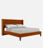 Noa  Upholstered King Size Bed in Orange Colour