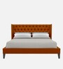 Noa Upholstered Queen Size Bed in Orange Colour