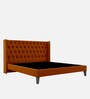 Noa Upholstered Queen Size Bed in Orange Colour