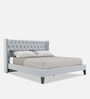 Noa Fabric Upholstered Queen Size Bed in Light Grey Colour