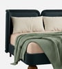 Nobella Opal King Size Bed in Grey Blue Velvet with Spherical Legs, Oak Wood Frame & Hydraulic Storage