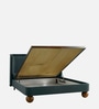 Nobella Opal King Size Bed in Grey Blue Velvet with Spherical Legs, Oak Wood Frame & Hydraulic Storage