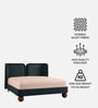 Nobella Opal King Size Bed in Grey Blue Velvet with Spherical Legs, Oak Wood Frame & Hydraulic Storage