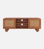 Noble Mango Wood With Cane Door  Open Shelf TV Console In Provincial Teak Finish