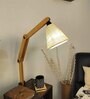 Noel Wooden Shelf Floor Lamp with Wooden Shade & Brown Base