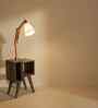 Noel Wooden Shelf Floor Lamp with Wooden Shade & Brown Base