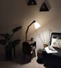 Noel Wooden Shelf Floor Lamp with Wooden Shade & Brown Base