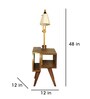 Noel Wooden Shelf Floor Lamp with Wooden Shade & Brown Base