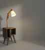 Noel Wooden Shelf Floor Lamp with Wooden Shade & Brown Base