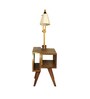 Noel Wooden Shelf Floor Lamp with Wooden Shade & Brown Base