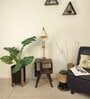 Noel Wooden Shelf Floor Lamp with Wooden Shade & Brown Base