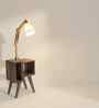 Noel Wooden Shelf Floor Lamp with Wooden Shade & Brown Base