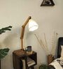 Noel Wooden Shelf Floor Lamp with Wooden Shade & Brown Base