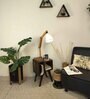 Noel Wooden Shelf Floor Lamp with Wooden Shade & Brown Base