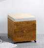 Noel Stool On Wheels With Storage In Teak Finish
