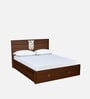 Noir Premier Queen Size Bed in Walnut Finish with Hydraulic Storage
