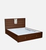 Noir Premier Queen Size Bed in Walnut Finish with Hydraulic Storage