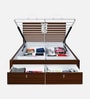 Noir Premier Queen Size Bed in Walnut Finish with Hydraulic Storage