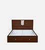 Noir Premier Queen Size Bed in Walnut Finish with Hydraulic Storage