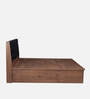 Noir Queen Size Bed In Black Glossy & Knottywood Color with Hydraulic Storage