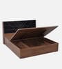 Noir Queen Size Bed In Black Glossy & Knottywood Color with Hydraulic Storage