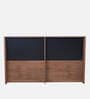 Noir Queen Size Bed In Black Glossy & Knottywood Color with Hydraulic Storage