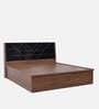 Noir Queen Size Bed In Black Glossy & Knottywood Color with Hydraulic Storage
