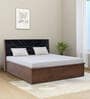 Noir Queen Size Bed In Black Glossy & Knottywood Color with Hydraulic Storage