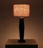 Noirjute Iron Black Table Lamp with Jute Beige Color Shade
