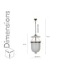 Nolan Ceiling Pendant Light In Frosted White Glass & Brass Finish Metal