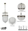 Nolan Ceiling Pendant Light In Frosted White Glass & Brass Finish Metal