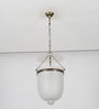 Nolan Ceiling Pendant Light In Frosted White Glass & Brass Finish Metal