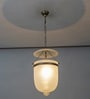 Nolan Ceiling Pendant Light In Frosted White Glass & Brass Finish Metal