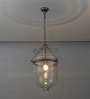 Nolan Ceiling Pendant Light In Transparent Glass & Brass Finish Metal