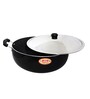 Clive Non- Stick Black & Silver Aluminium Kadhai with Lid