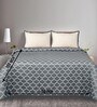 Grey Noor Cotton Floral Breathable & Queen Size Bedsheet With 2 Pillow Covers