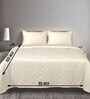 Beige Noor Cotton Floral Breathable & Queen Size Bedsheet With 2 Pillow Covers