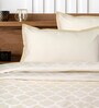 Beige Noor Cotton Floral Breathable & Queen Size Bedsheet With 2 Pillow Covers