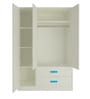 Nora Kid's 3 Door Wardrobe In Azure Blue Finish