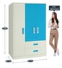 Nora Kid's 3 Door Wardrobe In Azure Blue Finish