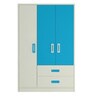 Nora Kid's 3 Door Wardrobe In Azure Blue Finish