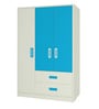 Nora Kid's 3 Door Wardrobe In Azure Blue Finish