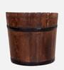 Norah Teak Wood Seating Stool In Scratch Resistant Brown Colour