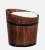 Norah Teak Wood Seating Stool In Scratch Resistant Brown Colour