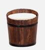 Norah Teak Wood Seating Stool In Scratch Resistant Brown Colour