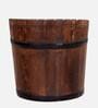 Norah Teak Wood Seating Stool In Scratch Resistant Brown Colour