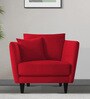 Norway Velvet 1 Seater Sofa in Cherry Red Colour