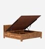 Nostalgic Sheesham Wood Queen Size Bed In Light Honey Finish with Hydraulic Storage